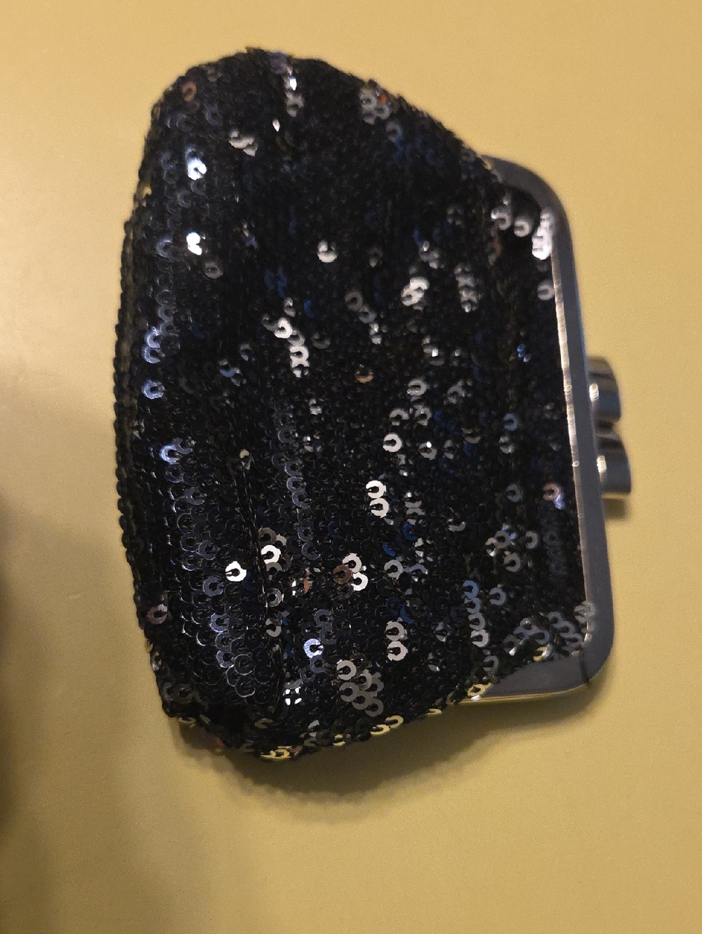Victoria's Secret Black Sequin Frame Clutch Coin Purse
